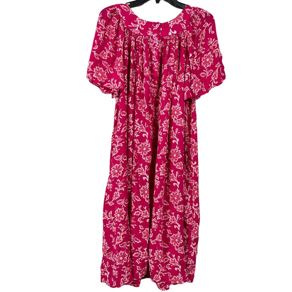 Bechamel Dress Small Pink Floral Muu Muu Gown House Short Sleeve Midi Crinkle